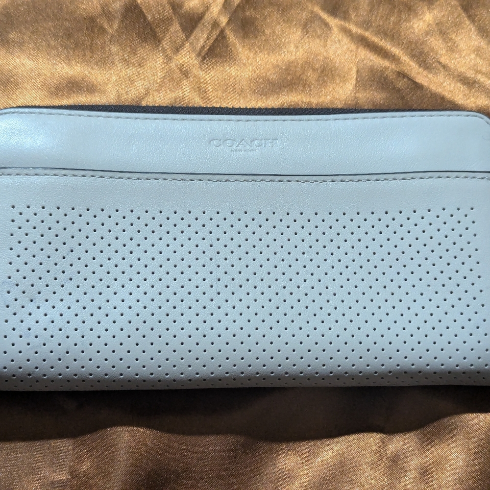 Coach Perforated White Leather Wallet